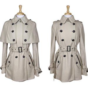 M60 Miss Sixty Elegant Classic Wool Coat with Cape Medium
